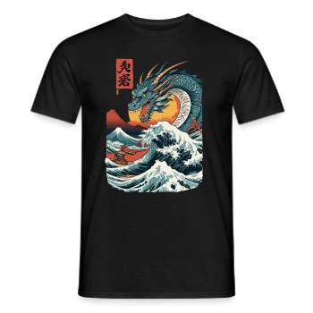Vintage Ukiyo-E Art Dragon Anime Japon - T-shirt homme - noir - Devant - AI Model Male 178 light (178cm)