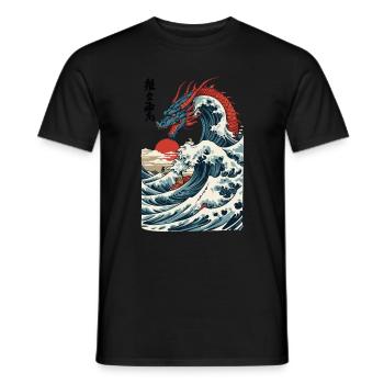 Art Ukiyo-E Vintage Design Dragon Japonais - T-shirt homme - noir - Devant - AI Model Male 178 light (178cm)
