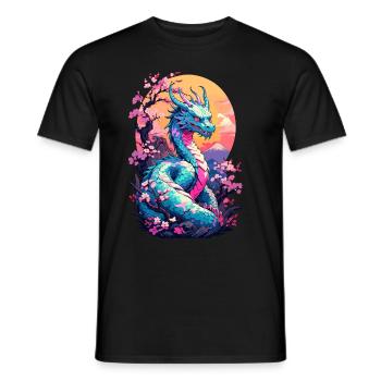 Dragon Anime Fan Dragon Japonais Vintage - T-shirt homme - noir - Devant - AI Model Male 178 light (178cm)