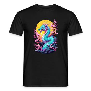 Dragon Anime Style japonais Vintage Esthétique - T-shirt homme - noir - Devant - AI Model Male 178 light (178cm)