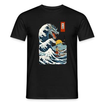 Cerfs-volants japonais vintage Ukiyo-E Japan Wave - T-shirt homme - noir - Devant - AI Model Male 178 light (178cm)