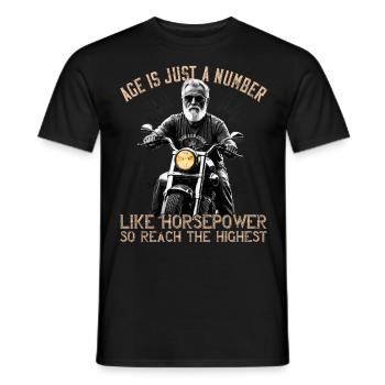 Age Is Horsepower Funny Biker Grandpa Design - Men's T-Shirt - black - Front - AI Model Male 178 light (178cm)