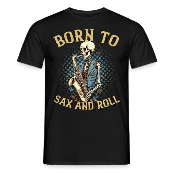 Sax and Roll Lustiges Saxophon Jazz Musik - Männer T-Shirt - Schwarz - Vorne - AI Model Male 178 light (178cm)