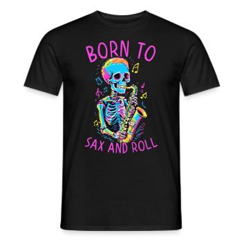 Zum Saxophonisten Geboren Lustiges Jazz Design - Männer T-Shirt - Schwarz - Vorne - AI Model Male 178 light (178cm)