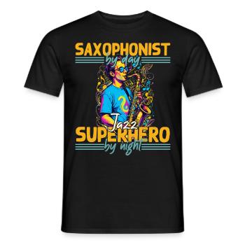Lustiges Saxophon Design Jazz Musik Liebhaber - Männer T-Shirt - Schwarz - Vorne - AI Model Male 178 light (178cm)