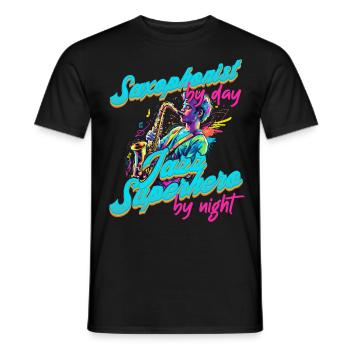 Conception de saxophone amusante pour les amateurs de musique jazz - T-shirt homme - noir - Devant - AI Model Male 178 light (178cm)