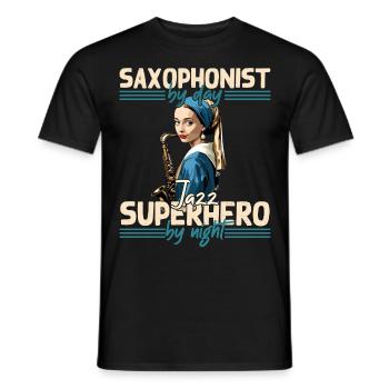 Lustiges Saxophon Design Jazz Musik Liebhaber - Männer T-Shirt - Schwarz - Vorne - AI Model Male 178 light (178cm)