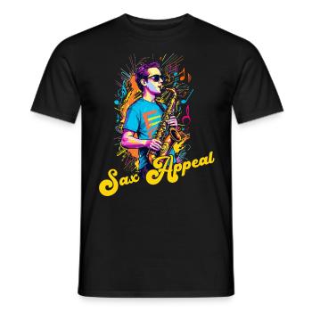 Funny Saxophone Design Jazz Music Lover - Men's T-Shirt - black - Front - AI Model Male 178 light (178cm)