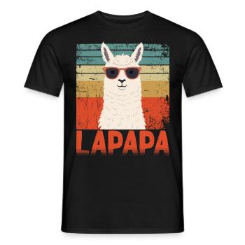 Lapapa Funny Llama Father Perfect Style - Men's T-Shirt - black - Front - AI Model Male 178 light (178cm)