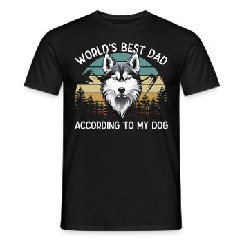 World Best Dog Dad Siberian Husky Funny - Men's T-Shirt - black - Front - AI Model Male 178 light (178cm)