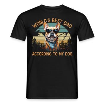 Meilleur chien au monde papa bouledogue français amour - T-shirt homme - noir - Devant - AI Model Male 178 light (178cm)