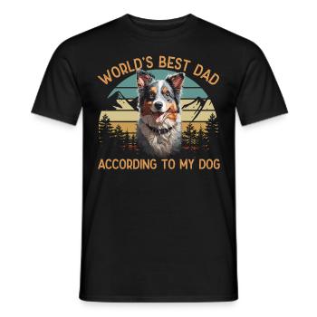 Meilleur chien du monde papa berger australien Love - T-shirt homme - noir - Devant - AI Model Male 178 light (178cm)