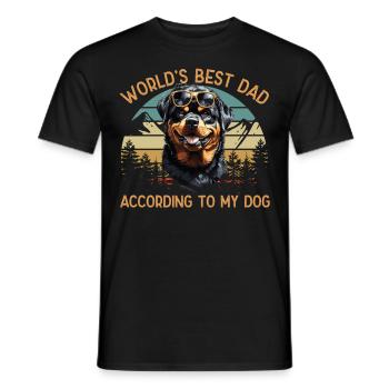 World Best Dog Dad Rottweiler Funny Motifs - Men's T-Shirt - black - Front - AI Model Male 178 light (178cm)
