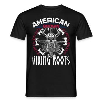 Proud American Viking Nordic Roots - Men's T-Shirt - black - Front - AI Model Male 178 light (178cm)