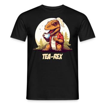 Tea-Rex - Lustiges Dinosaurier Tee Design - Männer T-Shirt - Schwarz - Vorne - AI Model Male 178 light (178cm)