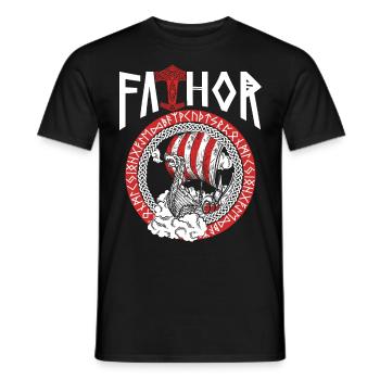 Viking Papa Vathor Bateau viking nordique - T-shirt homme - noir - Devant - AI Model Male 178 light (178cm)