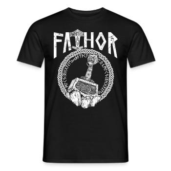 Viking nordique Papa Vathor Marteau Mjölnir - T-shirt homme - noir - Devant - AI Model Male 178 light (178cm)