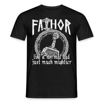 Wikinger Papa Vathor Mächtiges Spruch Design - Männer T-Shirt - Schwarz - Vorne - AI Model Male 178 light (178cm)