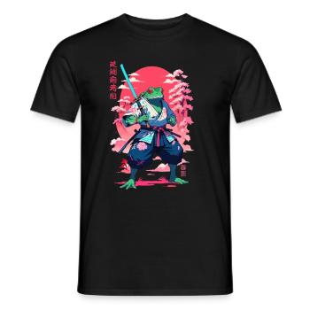 Samurai Frosch Aesthetic Vaporwave Stil Japan - Männer T-Shirt - Schwarz - Vorne - AI Model Male 178 light (178cm)