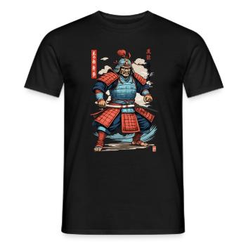 Vintage Ukiyo-E Style Japanese Samurai Artwork - Men's T-Shirt - black - Front - AI Model Male 178 light (178cm)