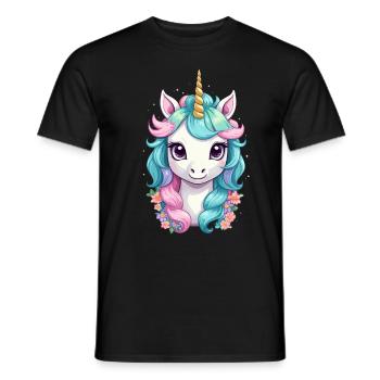 Pastel Colors Funny Unicorns Cute Unicorn - Men's T-Shirt - black - Front - AI Model Male 178 light (178cm)