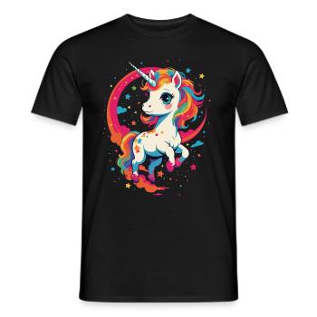 Einhorn Liebhaber Leuchtende Farben Fantasie - Männer T-Shirt - Schwarz - Vorne - AI Model Male 178 light (178cm)