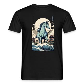 Japan Ukiyo-E Kunst Japanischer Vintage Stil - Männer T-Shirt - Schwarz - Vorne - AI Model Male 178 light (178cm)