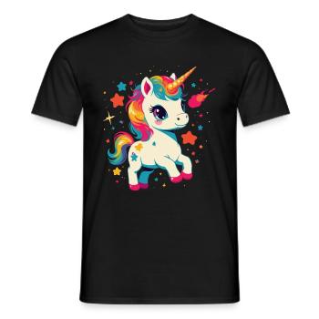 Fille Licorne d’anniversaire unique - T-shirt homme - noir - Devant - AI Model Male 178 light (178cm)