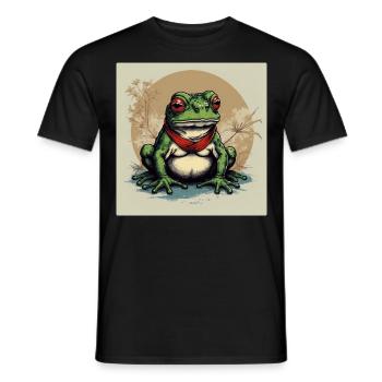 Delightfully Grumpy: Grumpy Japanese Frog - Men's T-Shirt - black - Front - AI Model Male 178 light (178cm)