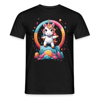 Lustige Einhörner Süßes Einhorn Mädchen - Männer T-Shirt - Schwarz - Vorne - AI Model Male 178 light (178cm)