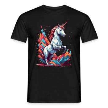 Einzigartiges Einhorn Fantasie Leuchtende Farben - Männer T-Shirt - Schwarz - Vorne - AI Model Male 178 light (178cm)
