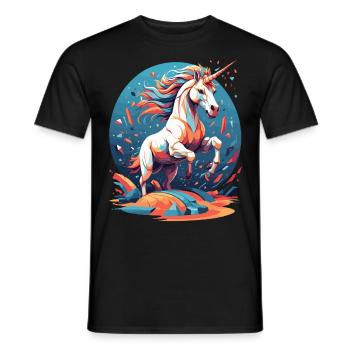 Unique Birthday Motif Funny Unicorns - Men's T-Shirt - black - Front - AI Model Male 178 light (178cm)