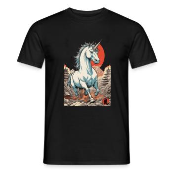 Japan Ukiyo-E Kunst Japanischer Vintage Stil - Männer T-Shirt - Schwarz - Vorne - AI Model Male 178 light (178cm)
