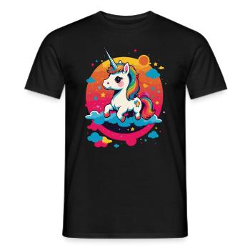 Lustige Einhörner Süsses Einhorn Mädchen - Männer T-Shirt - Schwarz - Vorne - AI Model Male 178 light (178cm)