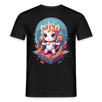 Unique Birthday Cute Unicorn Design - Men's T-Shirt - black - Front - AI Model Male 178 light (178cm)