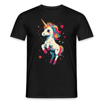Unique Birthday Motif Funny Unicorns - Men's T-Shirt - black - Front - AI Model Male 178 light (178cm)