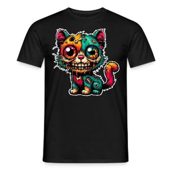 Zombie Cat Monster Halloween - Men's T-Shirt - black - Front - AI Model Male 178 light (178cm)