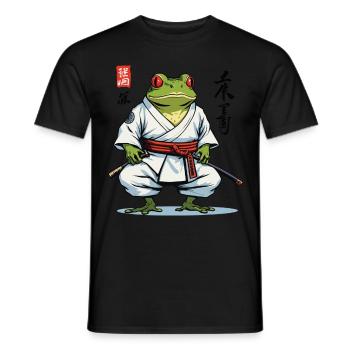 Samouraï Grenouille Vintage Ukiyo-e Style Esthétique - T-shirt homme - noir - Devant - AI Model Male 178 light (178cm)