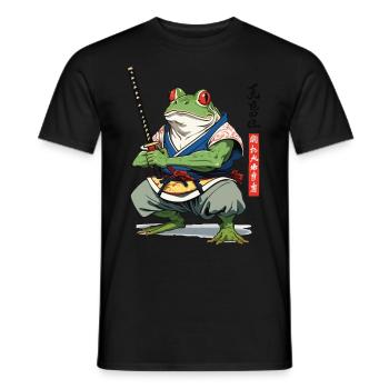 Samurai Frog Vintage Ukiyo-e Style Japan Style - Men's T-Shirt - black - Front - AI Model Male 178 light (178cm)