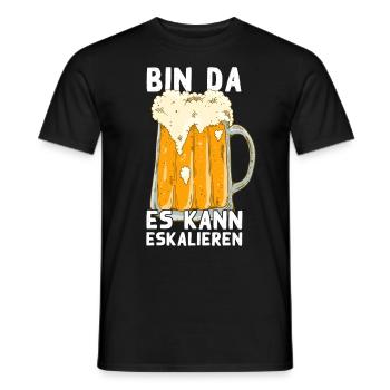 Es Kann Eskalieren Humorvolles Bier Trinken - Männer T-Shirt - Schwarz - Vorne - AI Model Male 178 light (178cm)
