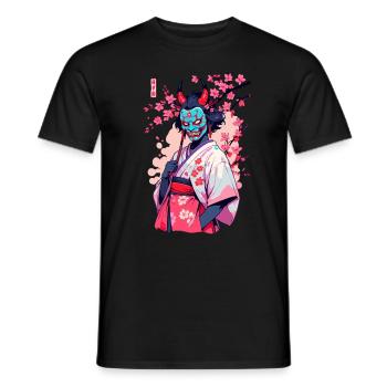 Oni Samouraï Vaporwave Esthétique Japon Culture - T-shirt homme - noir - Devant - AI Model Male 178 light (178cm)