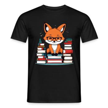 Niedlicher Buch Liebhaber Fuchs Mit Brille - Männer T-Shirt - Schwarz - Vorne - AI Model Male 178 light (178cm)
