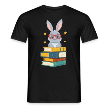 Lesender Hase Begeisterter Buchliebhaber Perfekter - Männer T-Shirt - Schwarz - Vorne - AI Model Male 178 light (178cm)