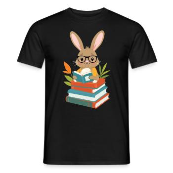 Lapin de lecture Lapin amateur de livres enthousiaste - T-shirt homme - noir - Devant - AI Model Male 178 light (178cm)