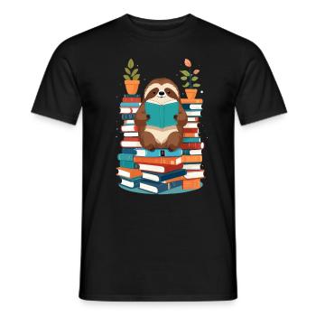 Drôle d’amoureux des livres paresseux lecture - T-shirt homme - noir - Devant - AI Model Male 178 light (178cm)