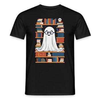Funny Book Lover Style Halloween Ghost - Men's T-Shirt - black - Front - AI Model Male 178 light (178cm)