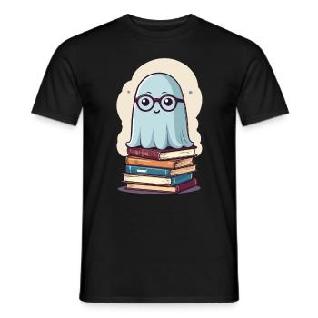 Reading Halloween Ghost Book Lover Style - Men's T-Shirt - black - Front - AI Model Male 178 light (178cm)