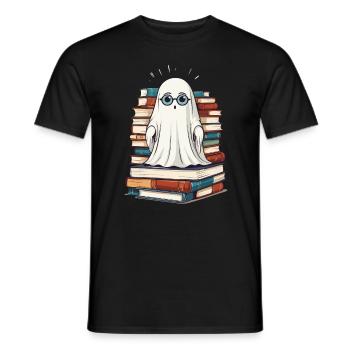 Reading Halloween Ghost Little Books Ghost - Men's T-Shirt - black - Front - AI Model Male 178 light (178cm)