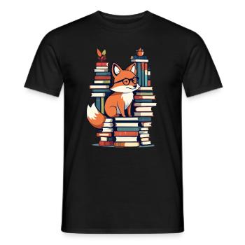 Niedlicher Buch Liebhaber Fuchs Mit Brille - Männer T-Shirt - Schwarz - Vorne - AI Model Male 178 light (178cm)
