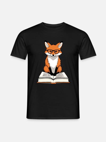 Niedlicher Buch Liebhaber Fuchs Mit Brille - Männer T-Shirt - Schwarz